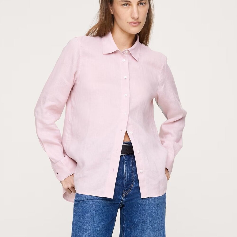 NWT Banana Republic Dusty Pink 100% Euro Linen The Everyday Button Shirt S